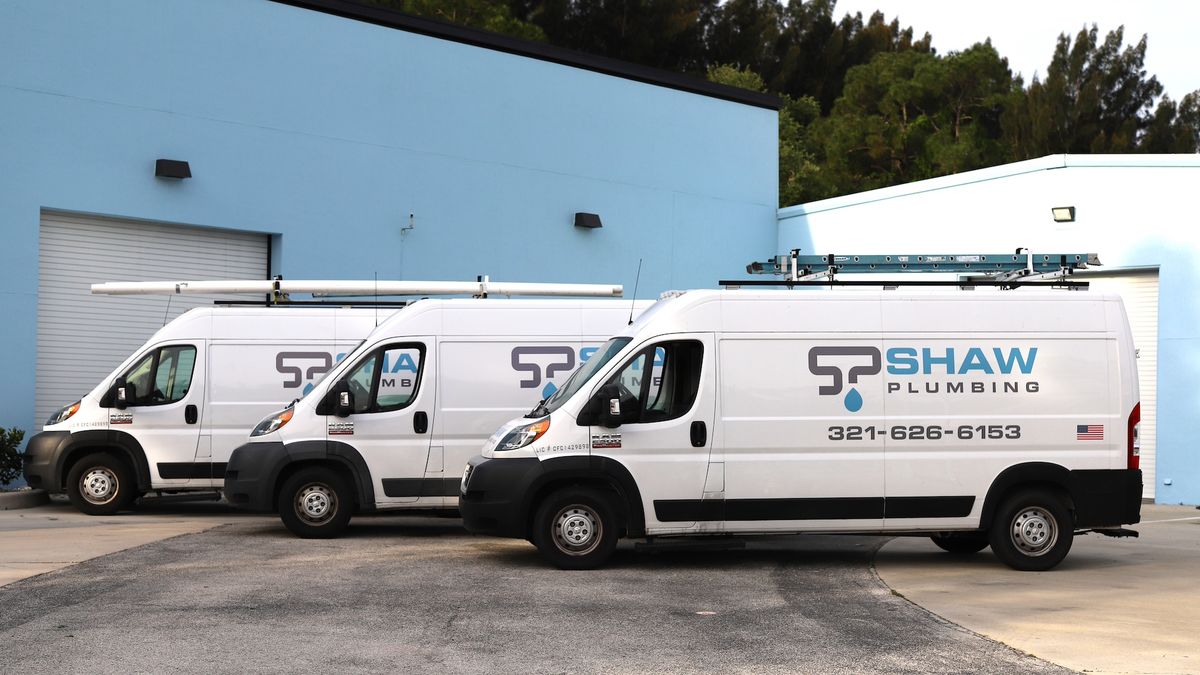 Shaw Plumbing service trucks ready to serve Melbourne FL and the Space Coast